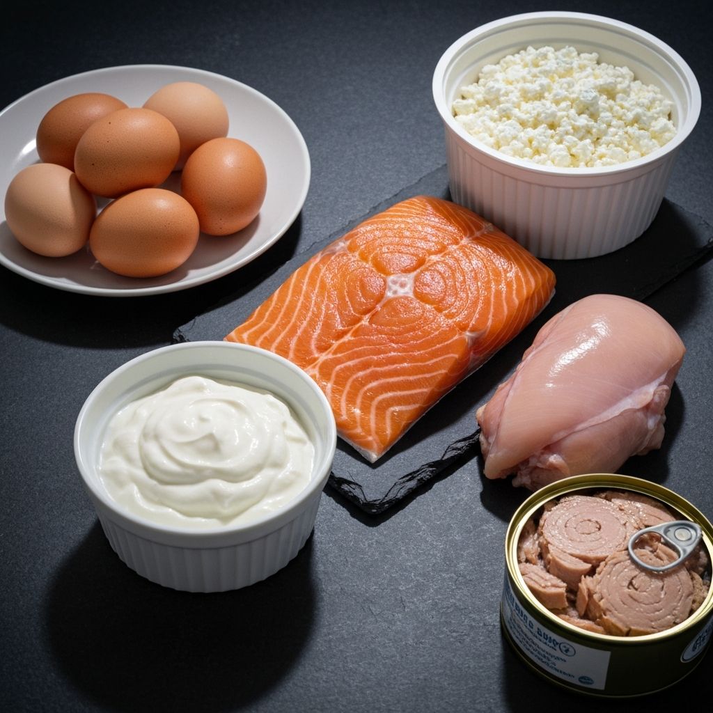 Animal protein sources including eggs, fish and dairy products